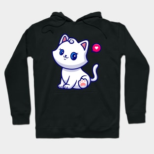 Cute Cat Girl Sitting Cartoon Hoodie